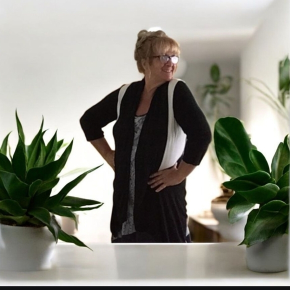 Lauren Michelle cardigan black white open front size L 🌹great look sharp - Picture 3 of 8